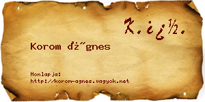 Korom Ágnes névjegykártya