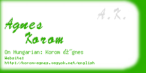 agnes korom business card